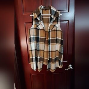 SHEIN Brown Plaid Vest